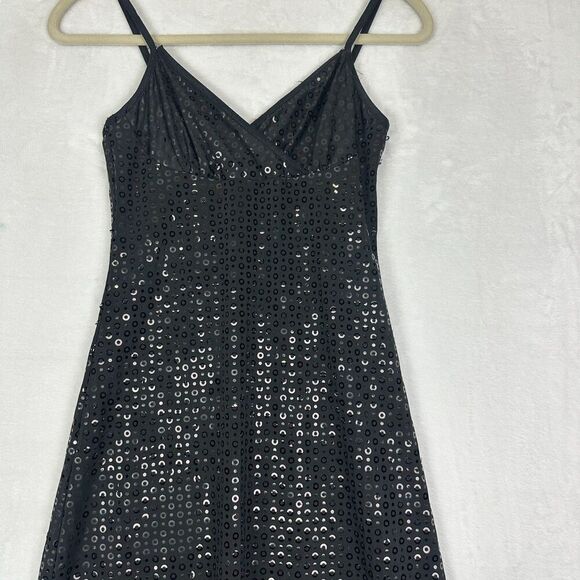 RAMPAGE VTG DRESS Womens Small Sequin Sparkle Midi High Low Whimsigoth Y2K USA - Picture 3 of 8